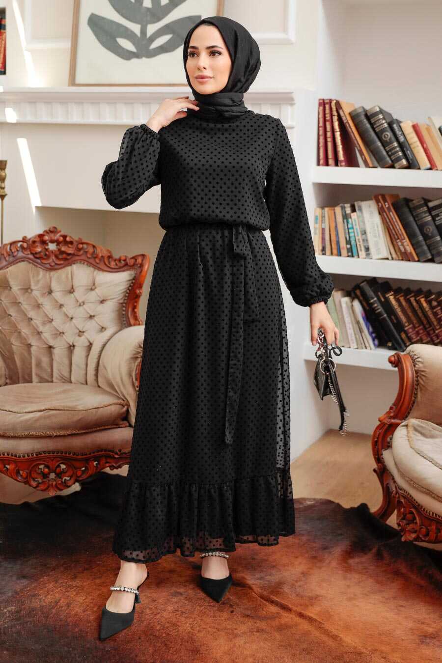 Black Hijab Dress 54730S