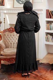 Black Hijab Dress 54730S - Thumbnail