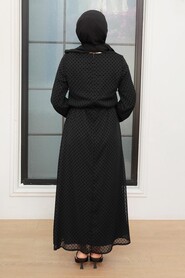 Black Hijab Dress 5493S - Thumbnail