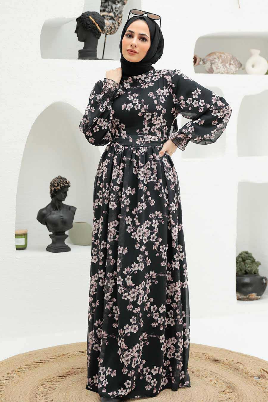 Black Hijab Dress 56830S