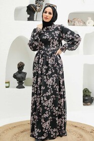 Black Hijab Dress 56830S - Thumbnail