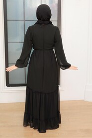 Black Hijab Dress 5726S - Thumbnail