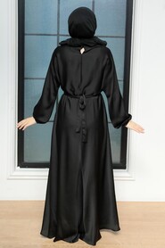 Black Hijab Dress 5727S - Thumbnail