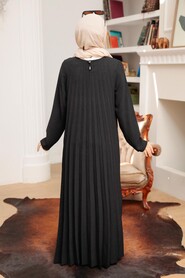 Black Hijab Dress 76840S - Thumbnail