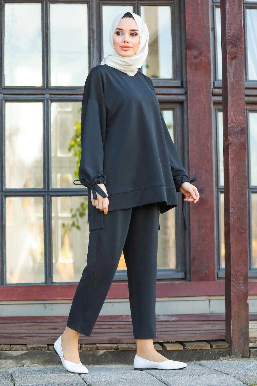 Black Hijab Dual Suit Dress 21801S - Neva-style.com
