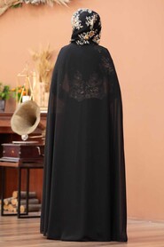 Neva Style - Black Turkish Hijab Evening Dress 7647S - Thumbnail
