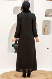 Black Hijab Evening Dress 12951S - Thumbnail