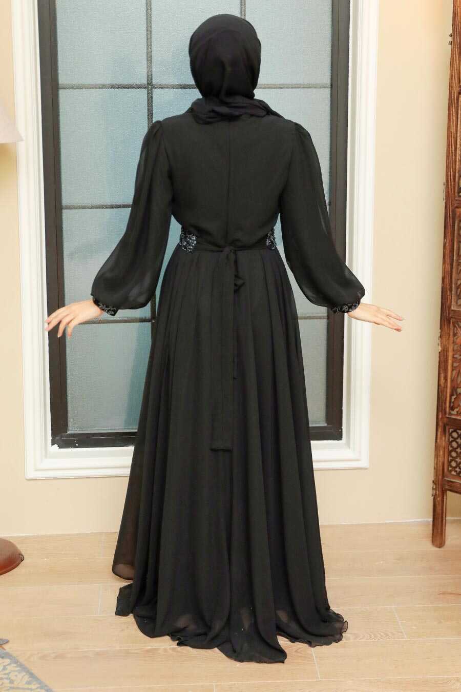 Black Hijab Evening Dress 22071S