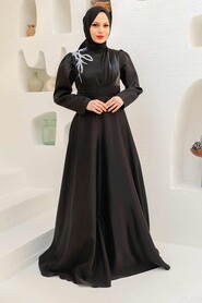 Neva Style - Black Turkish Hijab Evening Dress 22301S - Thumbnail