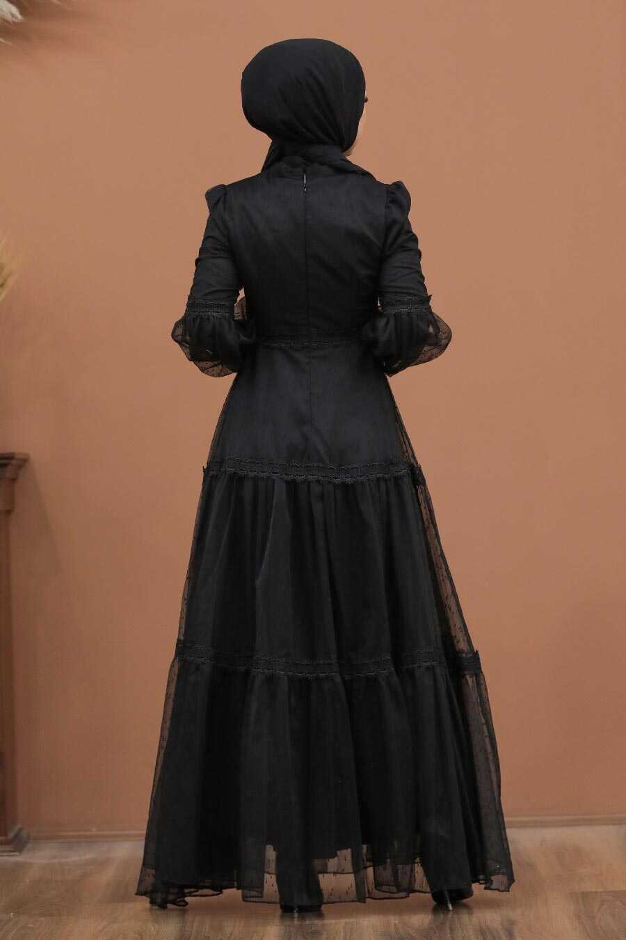 Black Hijab Evening Dress 2335S - Neva 