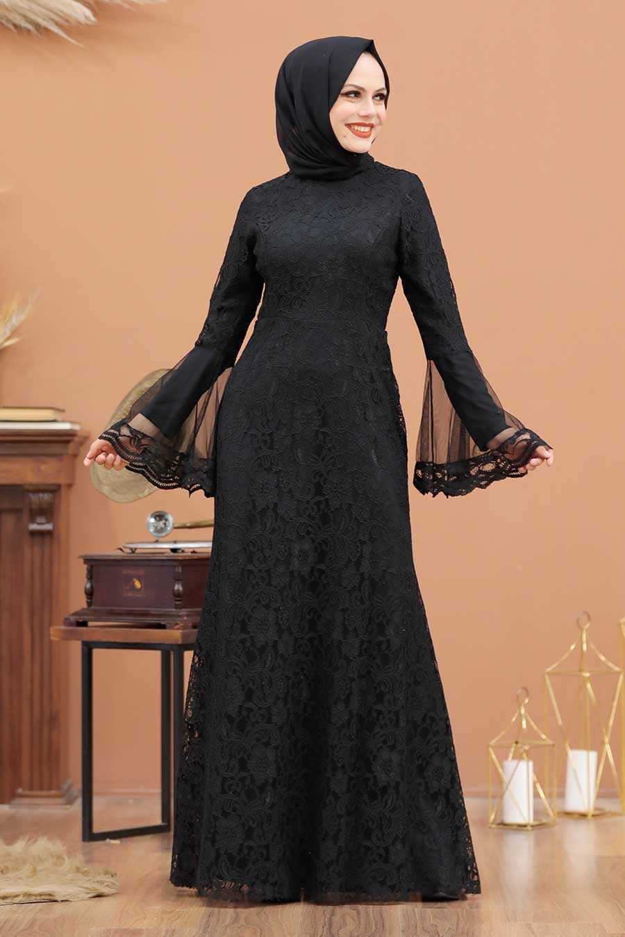 Black Hijab Evening Dress 2567S