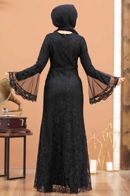 Black Hijab Evening Dress 2567S - Thumbnail