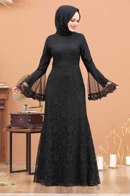 Black Hijab Evening Dress 2567S - Thumbnail