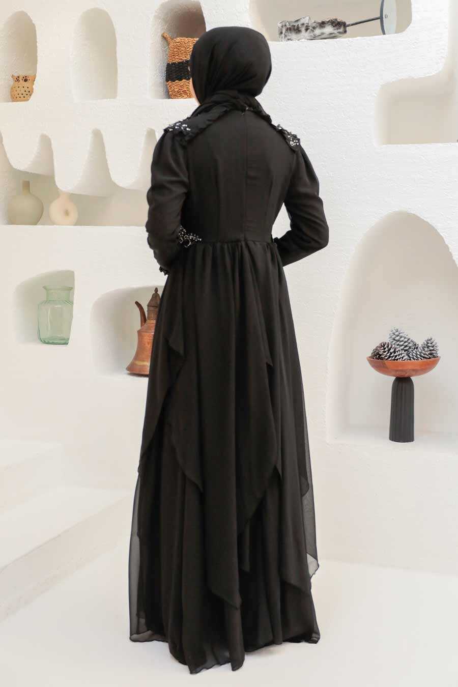 Black Hijab Evening Dress 25807S