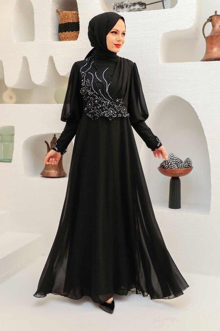 Neva Style - Black Turkish Modest Dress 25817S - Neva-style.com
