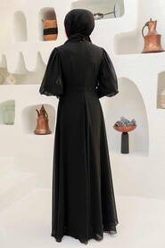 Black Hijab Evening Dress 25817S - Thumbnail