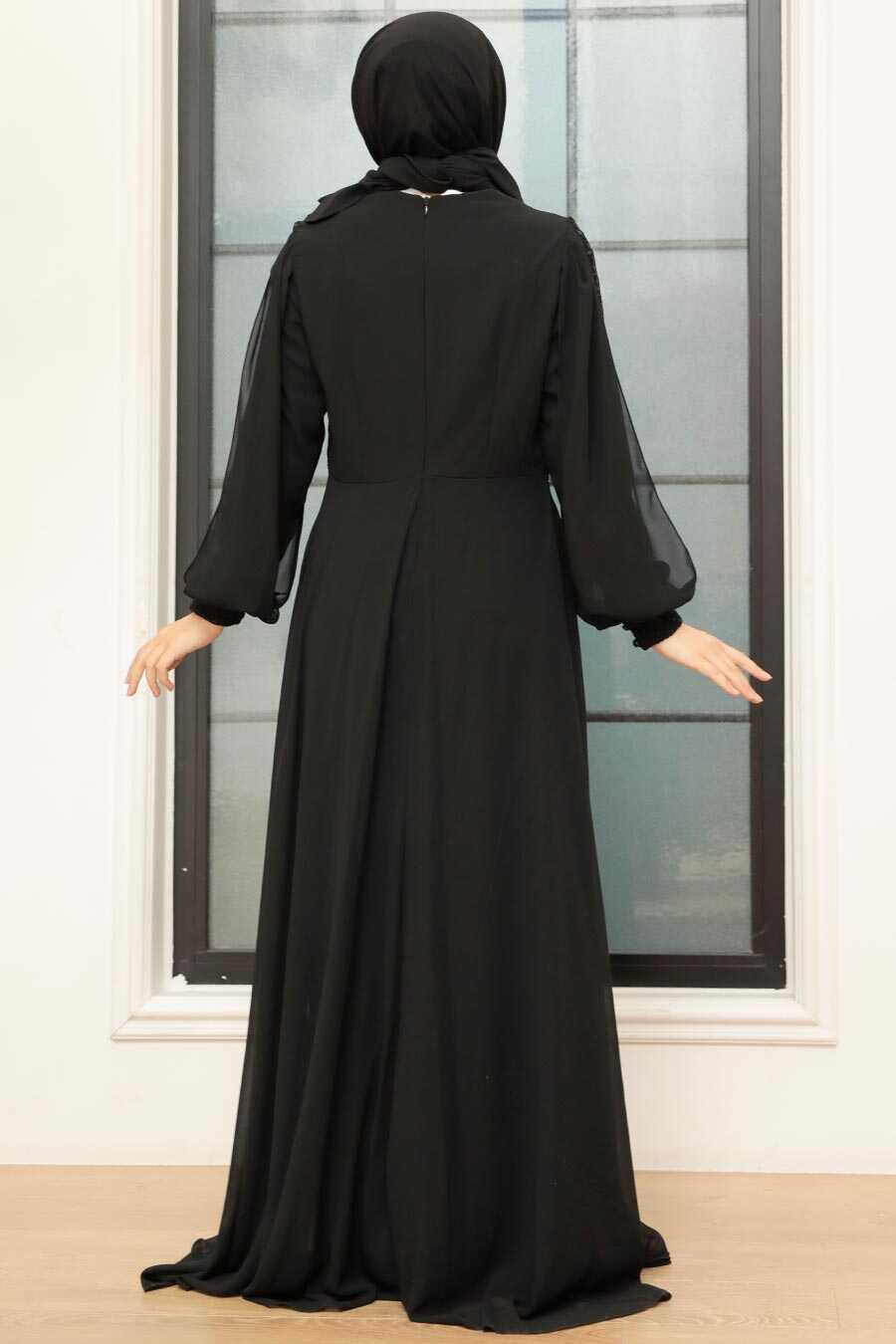 Black Hijab Evening Dress 25819S