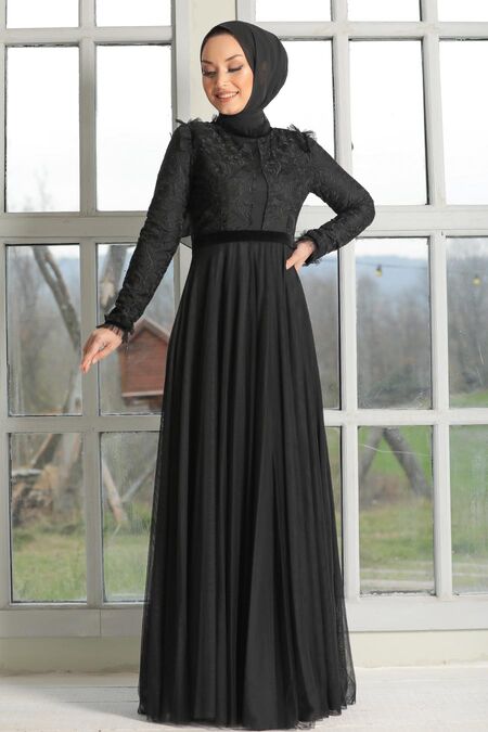 Black Hijab Evening Dress 32670s Neva 2673