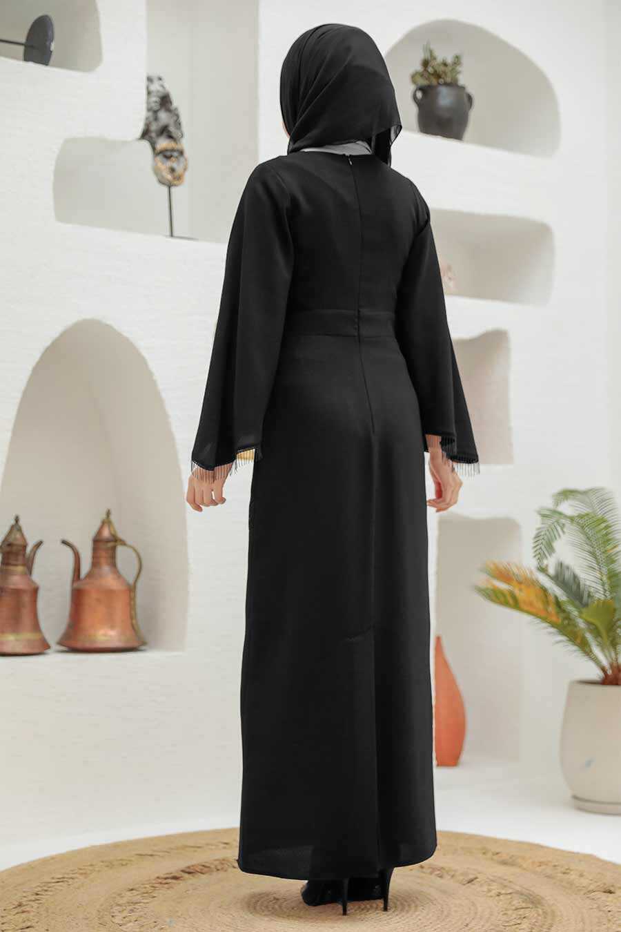 Black Hijab Evening Dress 33150S
