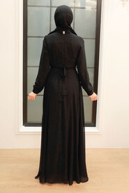 Black Hijab Evening Dress 3371S - Thumbnail