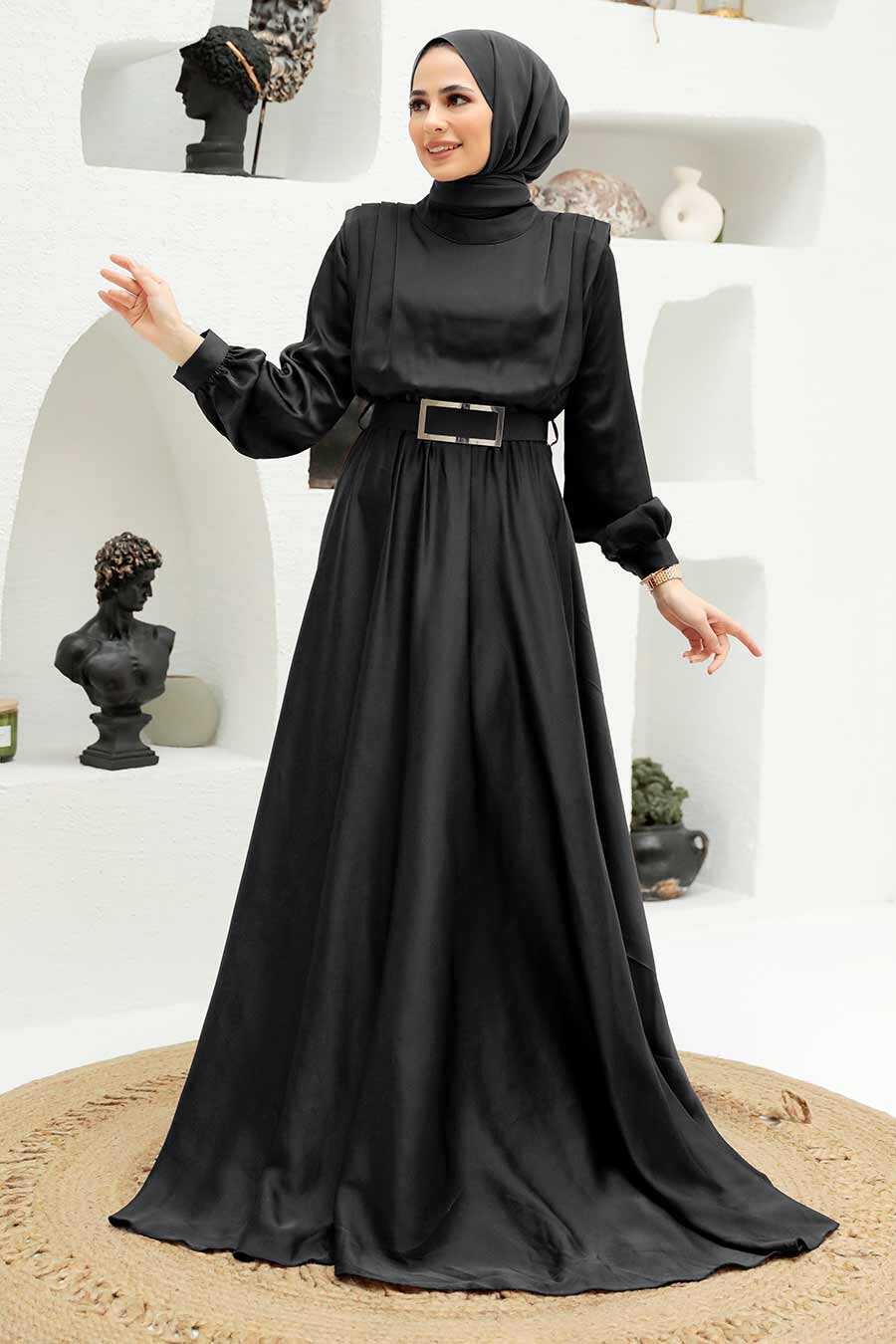 Black Hijab Evening Dress 3378S