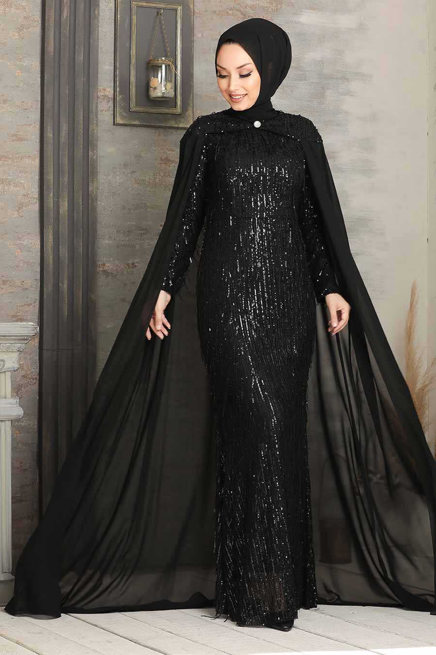 Black Hijab Evening Dress 3450S - Neva-style.com