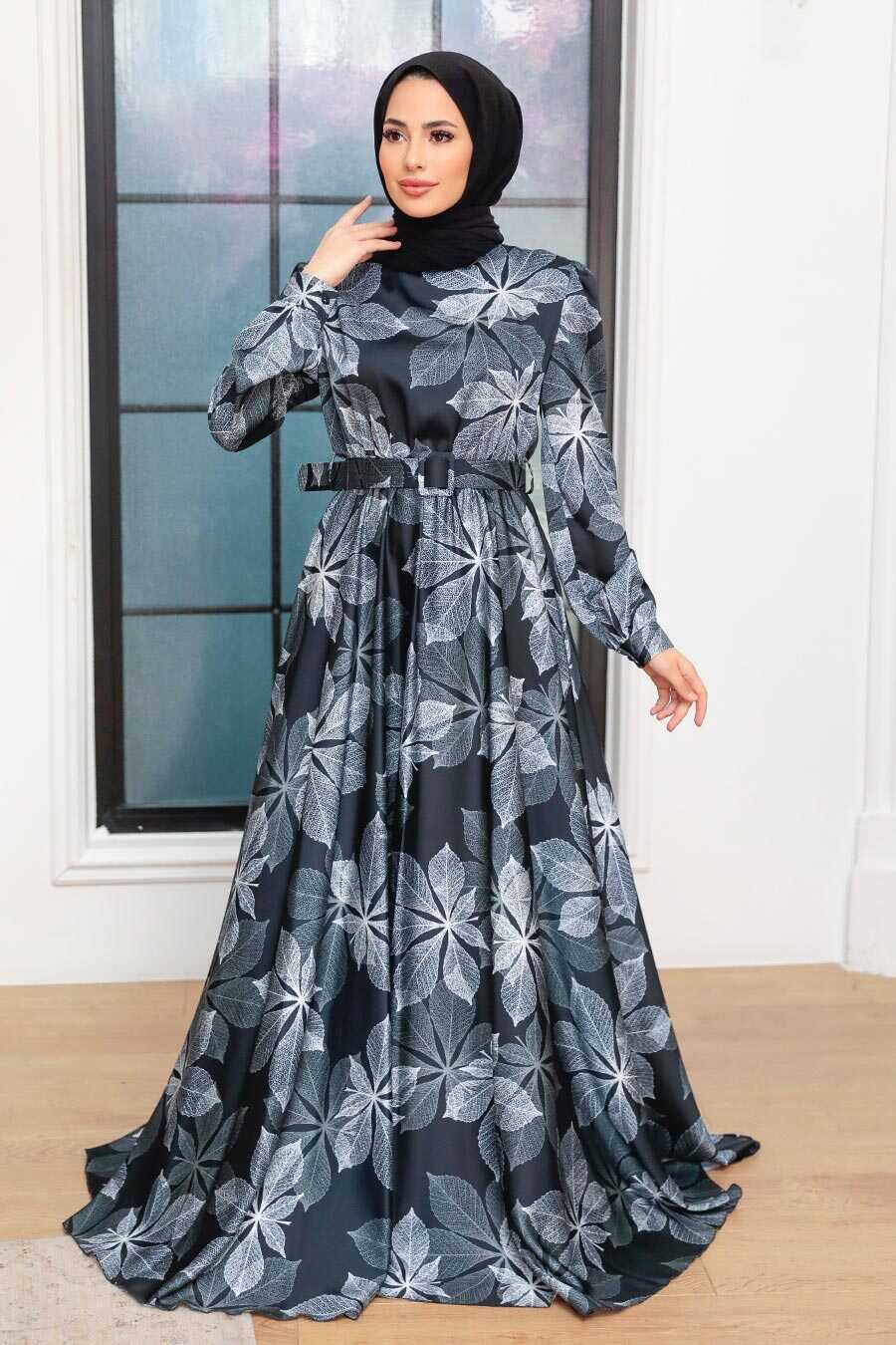 Black Hijab Evening Dress 35670S