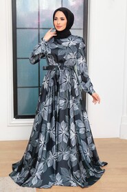 Black Hijab Evening Dress 35670S - Thumbnail