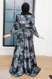 Black Hijab Evening Dress 35670S - Thumbnail