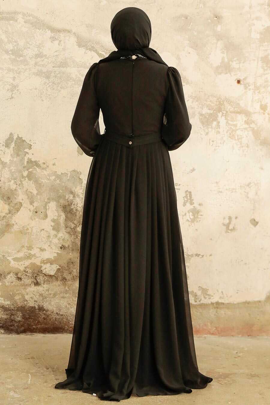 Neva Style - Elegant Black Muslim Long Sleeve Dress 3773S