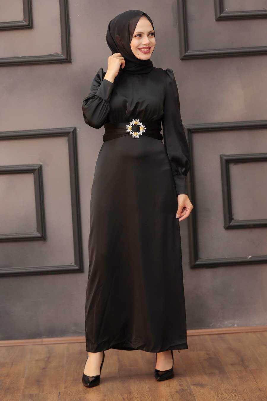 Black Hijab Evening Dress 43650S - Neva-style.com