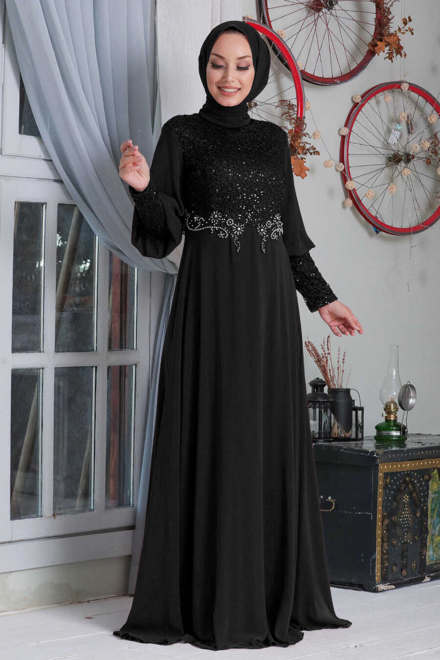 Black Hijab Evening Dress 50102S - Neva-style.com