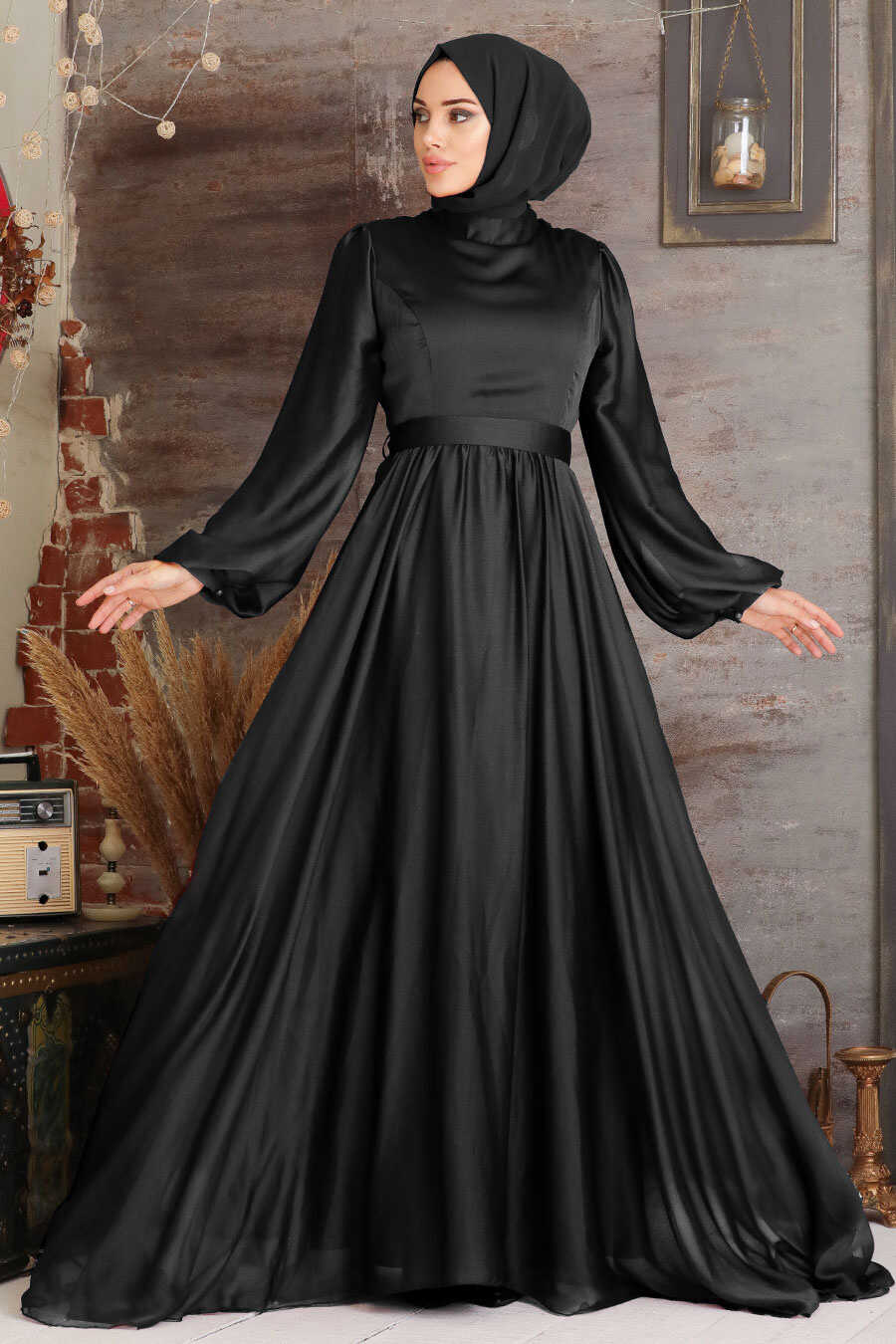 Neva Style - Elegant Black Islamic Clothing Evening Gown 5215S