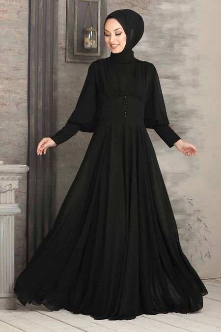 Black Hijab Evening Dress 53810S - Neva-style.com