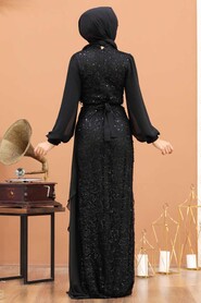 Neva Style - Elegant Black Islamic Clothing Prom Dress 5516S - Thumbnail