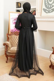 Black Hijab Evening Dress 56291S - Thumbnail