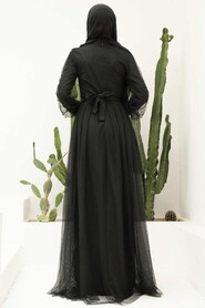 Black Hijab Evening Dress 5632S - Thumbnail