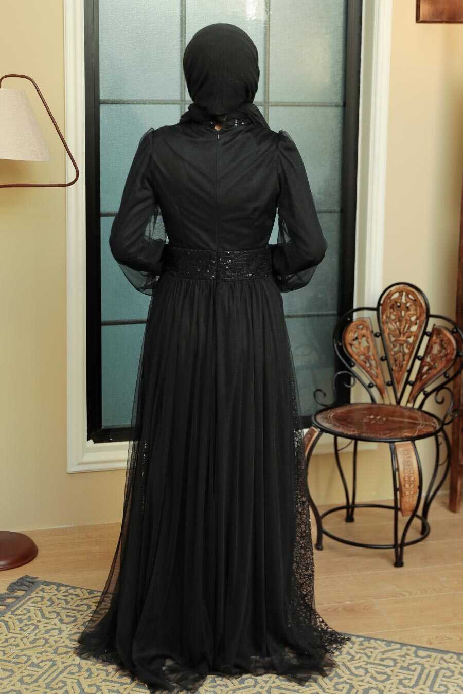 Black Hijab Evening Dress 5696S