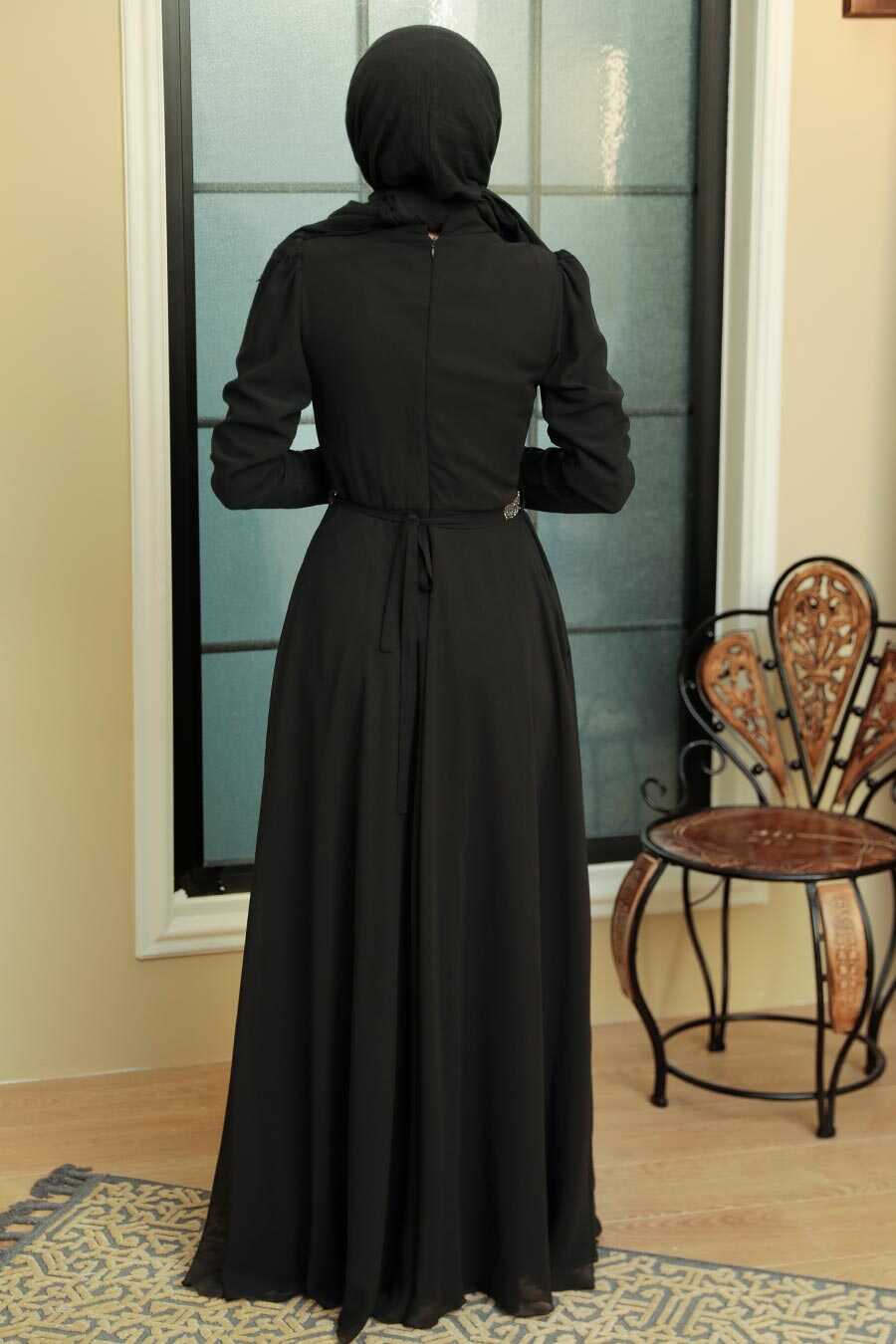 Black Hijab Evening Dress 5737S