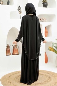 Black Hijab Evening Dress 91501S - Thumbnail