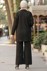 Black Hijab Knitwear Suit Dress 21692S - Thumbnail
