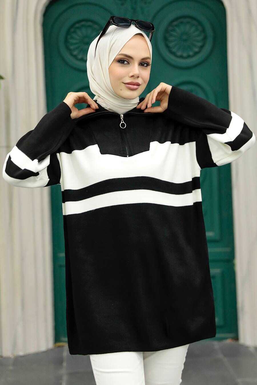 Black Hijab Knitwear Tunic 26961S