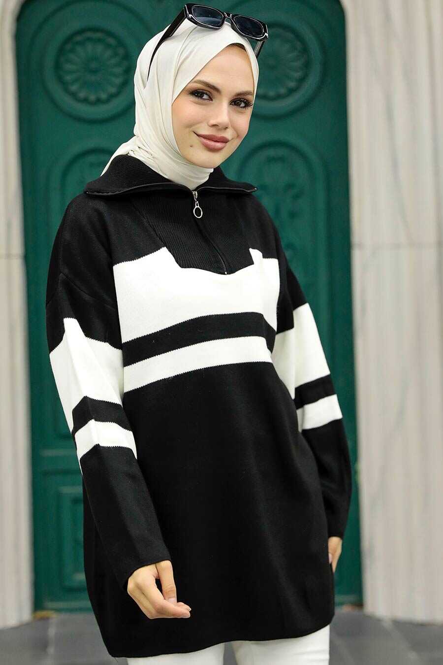 Black Hijab Knitwear Tunic 26961S