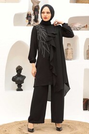 Black Hijab Suit Dress 12510S - Thumbnail