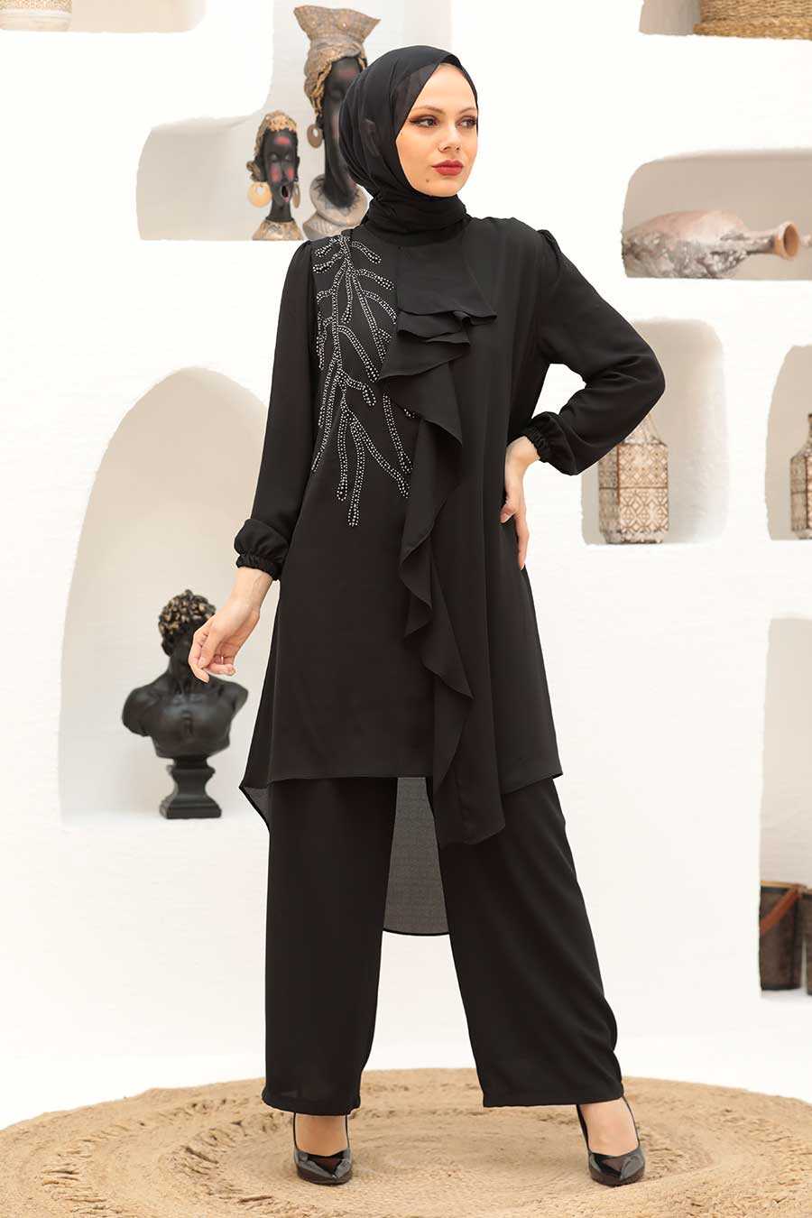 Black Hijab Suit Dress 12510S
