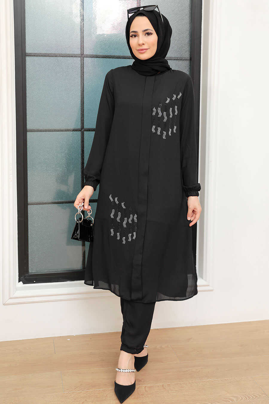 Black Hijab Suit Dress 13090S