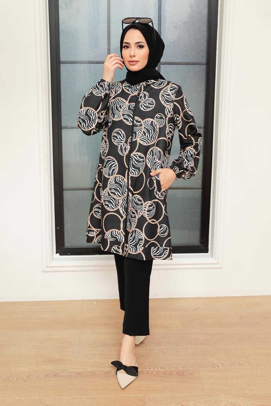 Black Hijab Suit Dress 13091S