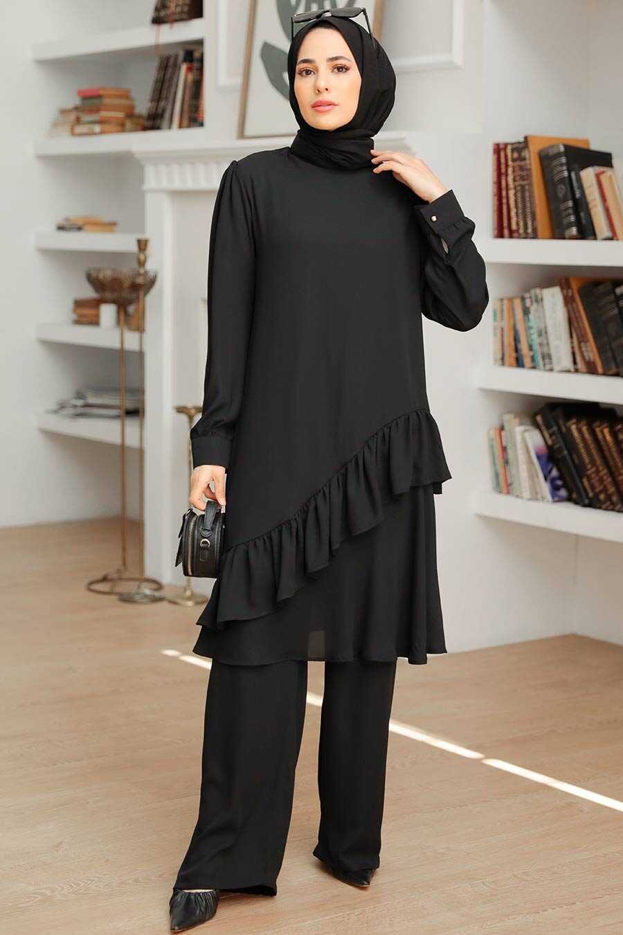 Black Hijab Suit Dress 13101S