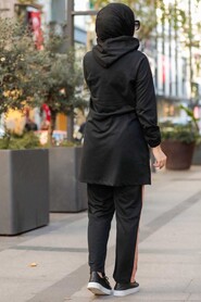 Black Hijab Suit Dress 1359S - Thumbnail