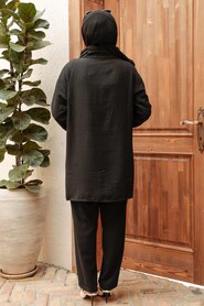 Black Hijab Suit Dress 16041S - Thumbnail